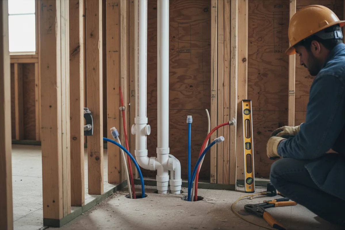 Drain and supply rough-in during Leak Detection in La Conner