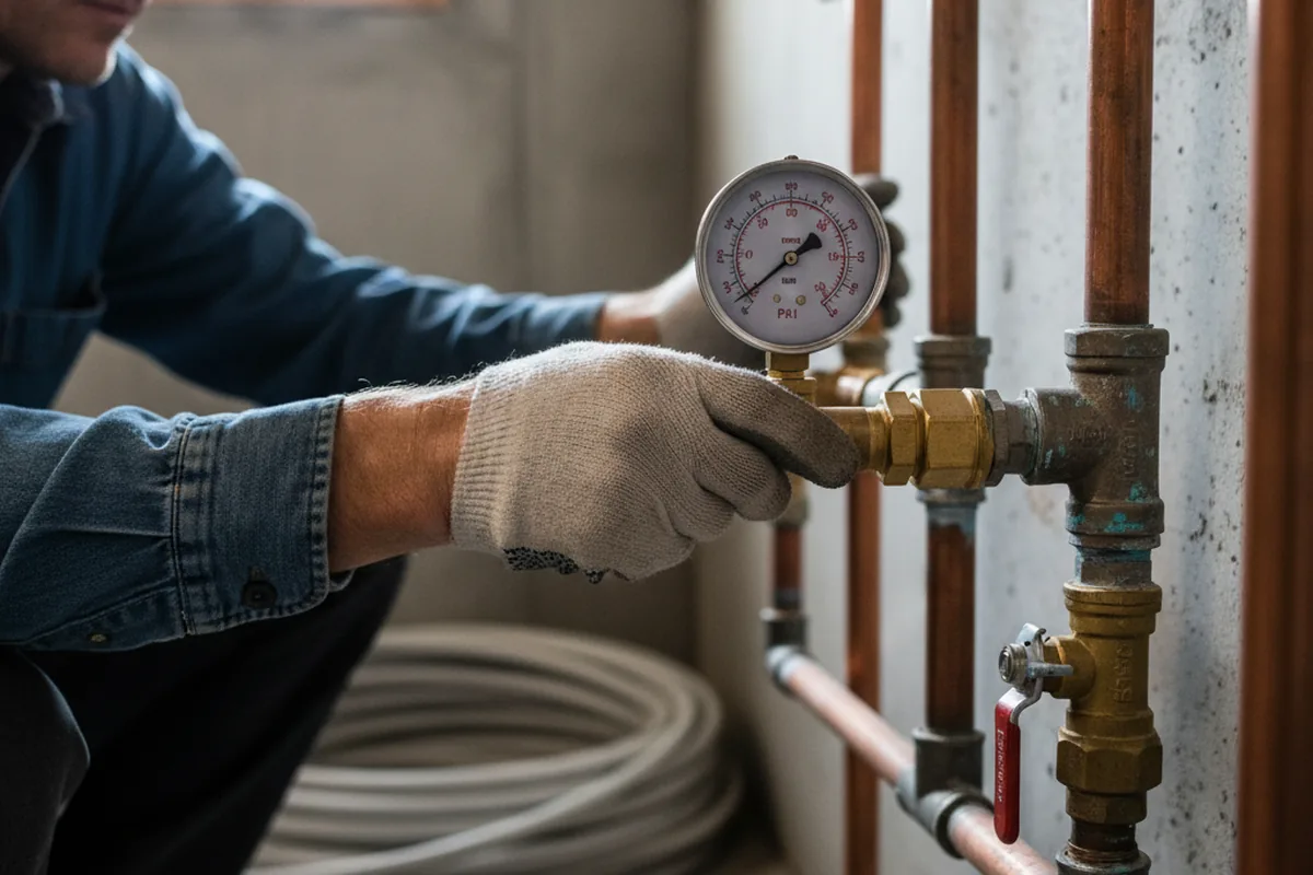 Pressure testing a repaired line during Water Line Repair in La Conner